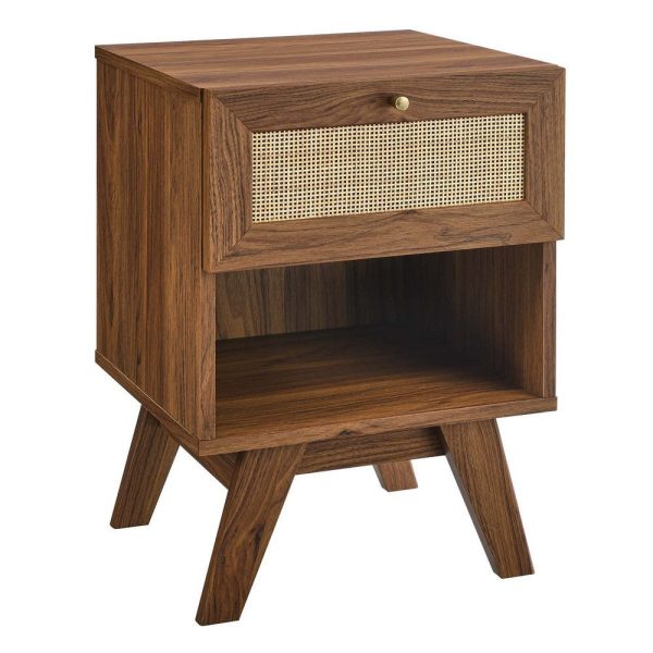 Modway Soma Modern Rattan, 1-Drawer Nightstand, Walnut Online now