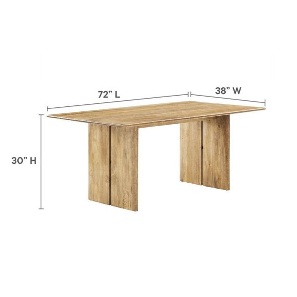 Modway Amistad Solid Wood Modern Farmhouse Rectangular Oak, 72  Dining Table and Bench Set Fashion - Image 3