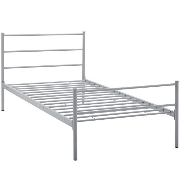 Modway Alina Platform Stainless Steel Metal Twin Size Bed Frame With Headboard in Gray Fashion - Image 2