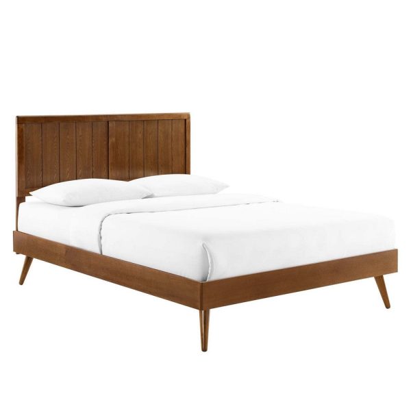 Modway Alana Wood Full Platform Bed in Walnut with Splayed Legs, Double Online