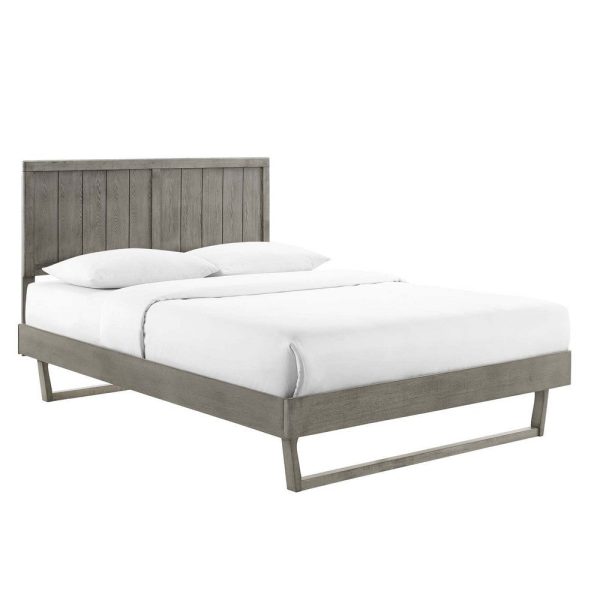 Modway Alana Wood King Platform Bed in Gray with Angular Frame on Sale
