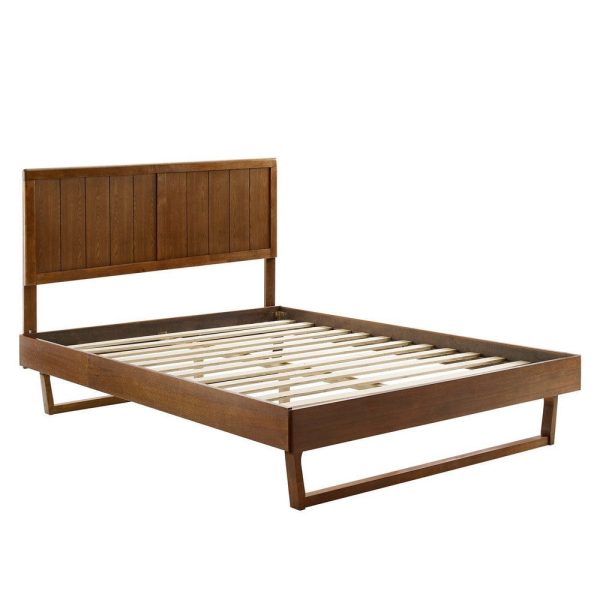 Modway Alana Wood Full Platform Bed in Walnut with Angular Frame, Double Online now - Image 2