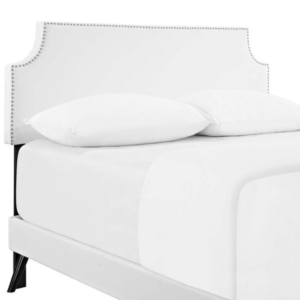 Modway Corene Faux Leather Upholstered Queen Platform Bed Frame With Round Splayed Legs in White Sale - Image 2