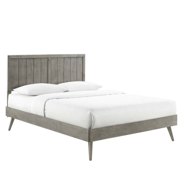 Modway Alana Wood King Platform Bed in Gray with Splayed Legs Online now