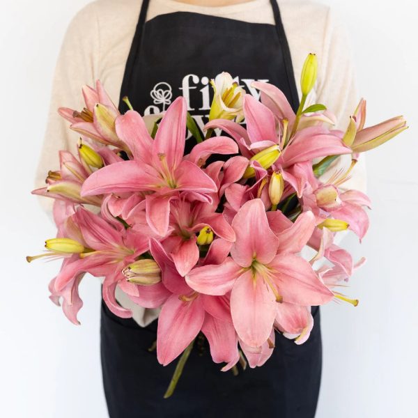 Bicolor Pink and White Asiatic Lily Fashion - Image 4