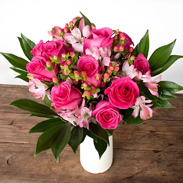Playful Hot Pink Rose Bouquet Cheap - Image 3