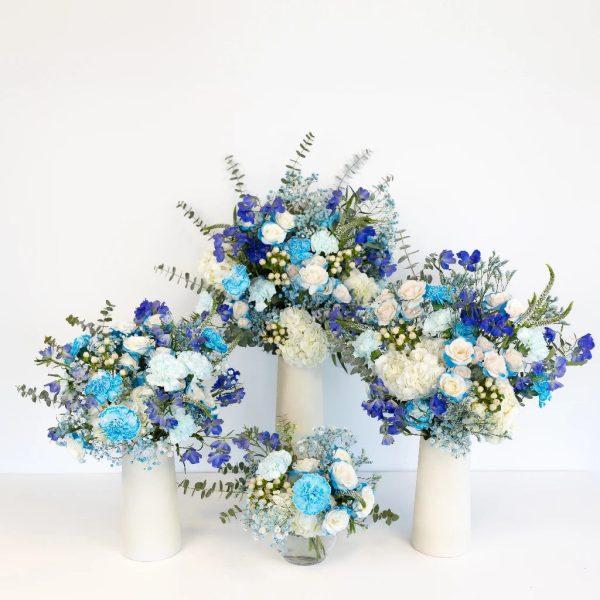 Aqua Blue Flower Centerpiece For Discount